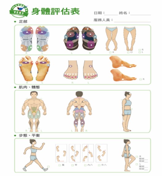 VERS博司科技-足部與肌肉體態身體評估表單範本